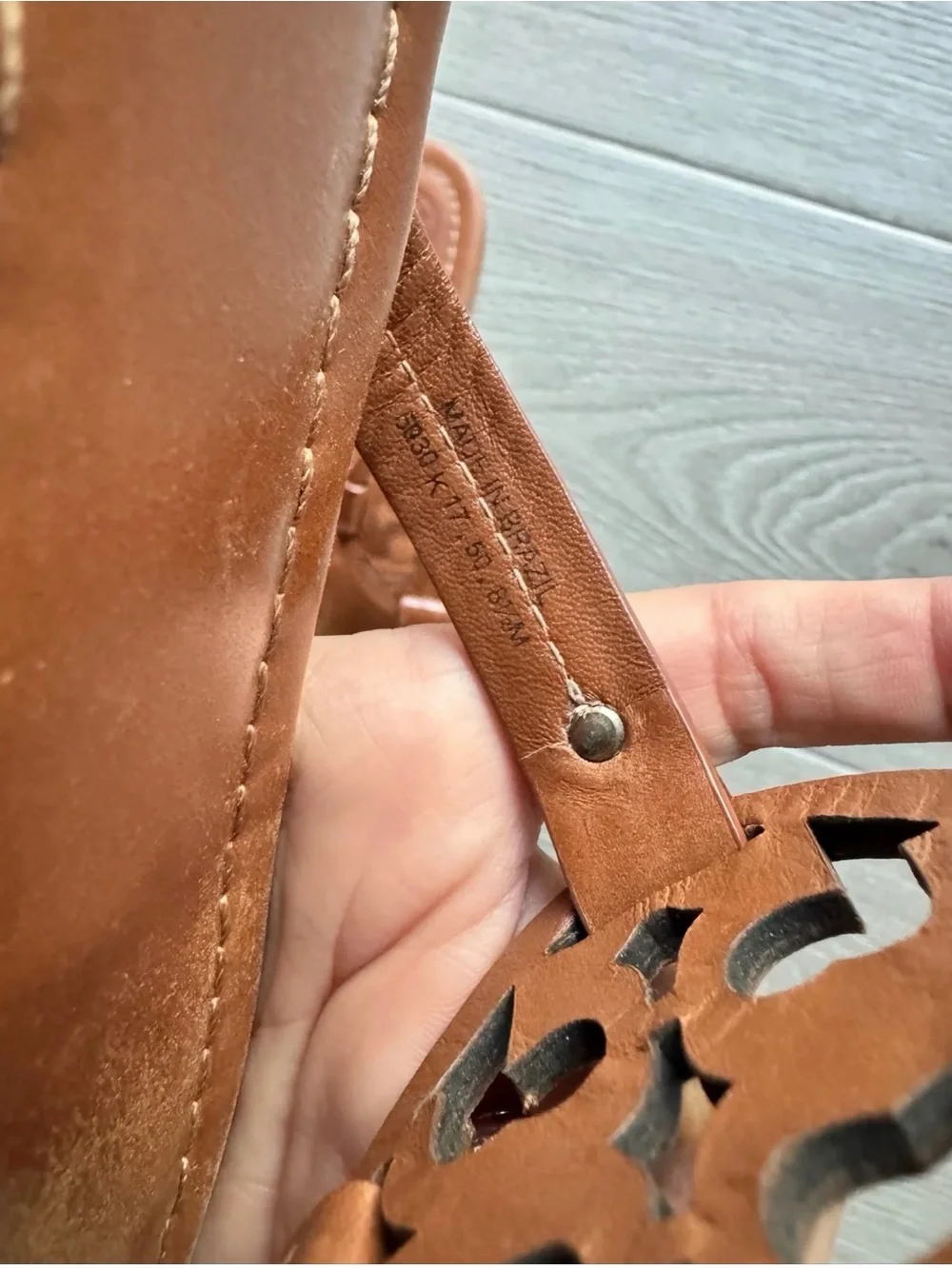 Tory Burch Brown Leather Logo Thong Sandals